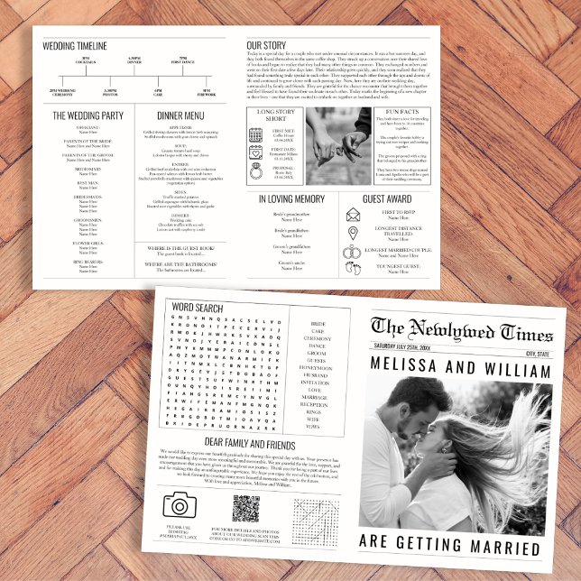 Programa de Casamento de Jornais - Linha do Tempo  (Newspaper Wedding Program Timeline Infographic)