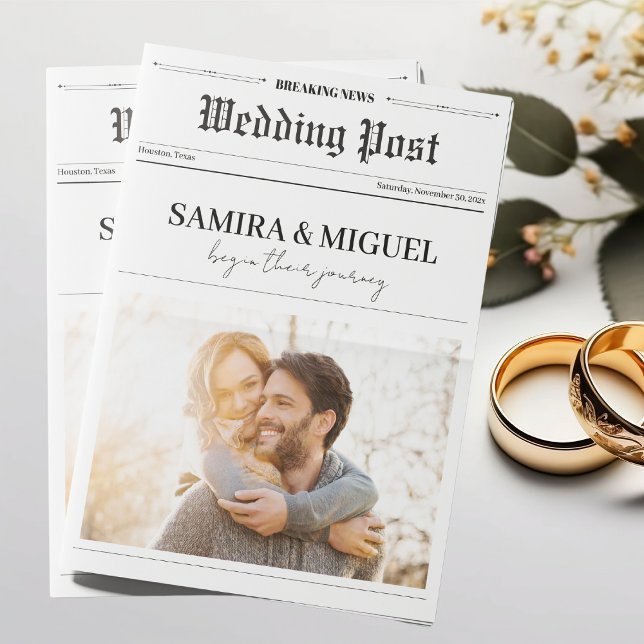 Programa de Casamento de Jornais Trivia de Foto da (Newspaper Wedding Program Time Line Photo Trivia)