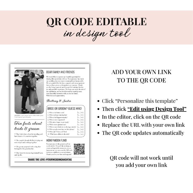 Programa de Casamento de Jornal Antigo | Preto Clá (edit qr code)