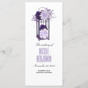 Programa de Casamento de Lanterna Floral em Roxo e