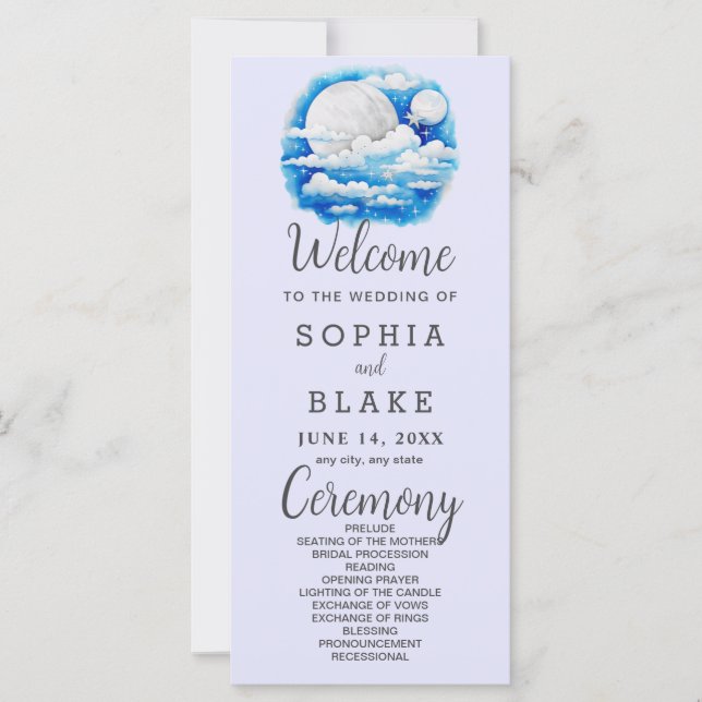 Programa de Casamento de Lavandas das Estrelas Cel (Frente)