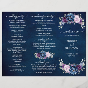 Programa de Casamento de Lilac Bloom Azul Roxo Dus
