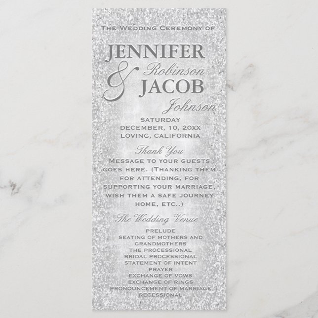 Programa de Casamento de Luzes Prateadas (Frente)