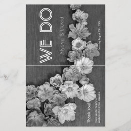 Programa de Casamento de Madeira do Jardim B & W