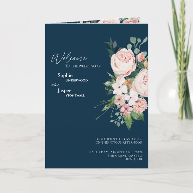 Programa de Casamento de Marinhos Florais para Blu (Frente)