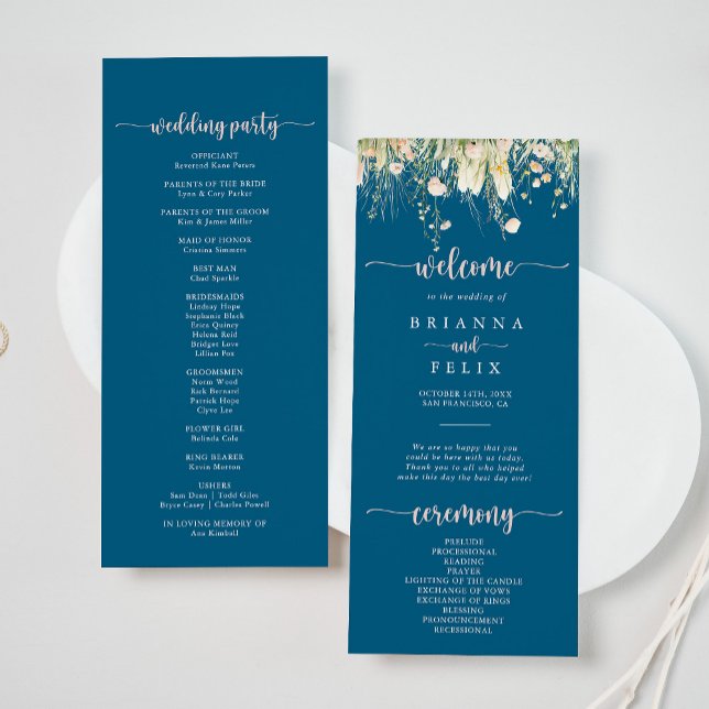 Programa de Casamento de Marinhos Greenery Boho Wi (Criador carregado)