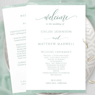 Programa de Casamento de Mola de Aquarela Verde Ch