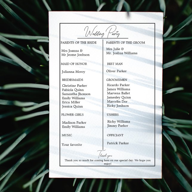 Programa de Casamento de Monograma Preto e Branco  (Criador carregado)