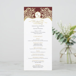 Programa de Casamento de Monogramas Vermelho e Dou