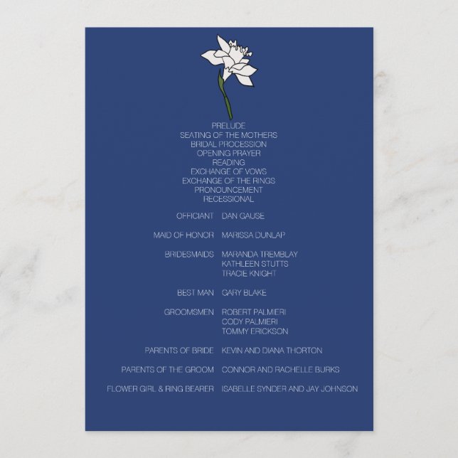 Programa de Casamento de Narciso Minimalista (Frente)