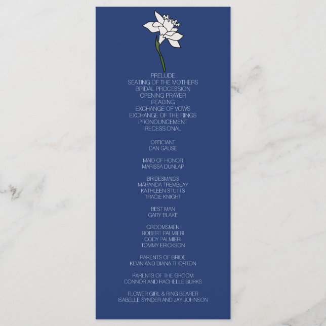 Programa de Casamento de Narciso Minimalista (Frente)