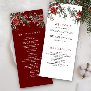 Programa de Casamento de Natal Floral Pine Poinset