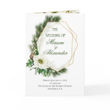 Programa de Casamento de Natal Holly, com pinheiro