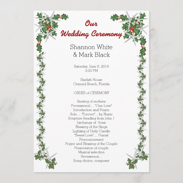 Programa de Casamento de Natal Tropical Estrela do (Frente)