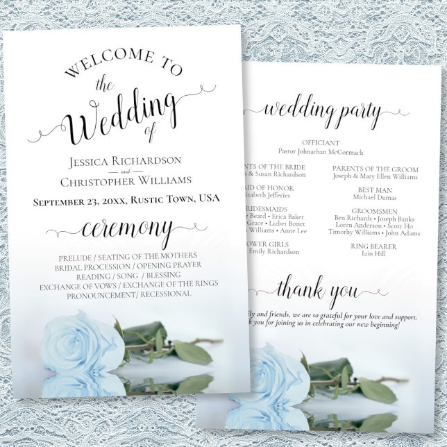 Programa de Casamento de Orçamento Elegante de Ros (Front/Back)