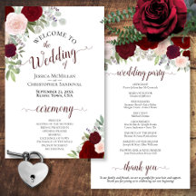 Programa de Casamento de Orçamento Floral Vermelho