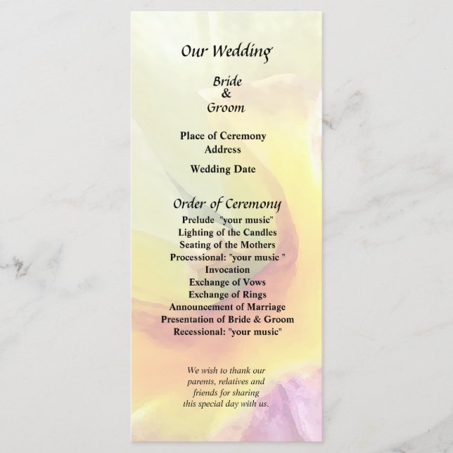 Programa de Casamento de Orquídeas da Cattleya Ama (Frente)