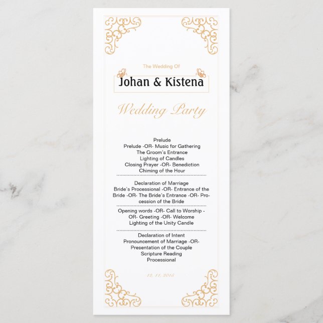 Programa de Casamento de ouros (Frente)