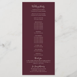 Programa de Casamento de Outono com Folha de Bordo