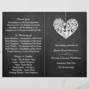 Programa de Casamento de Painéis de Árvore Coração