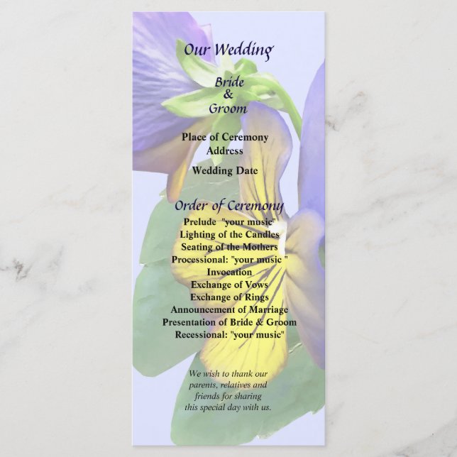 Programa de Casamento de Panteras Amarelas e Roxas (Frente)