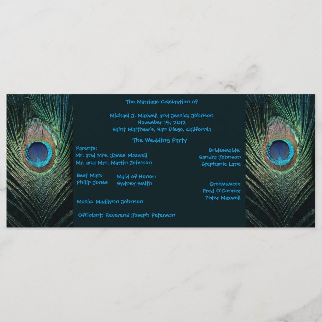 Programa de Casamento de Peacock Negro (Frente)