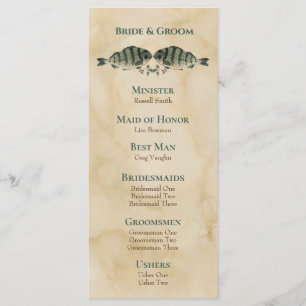 Programa de Casamento de Peixes Vintage Watercolor