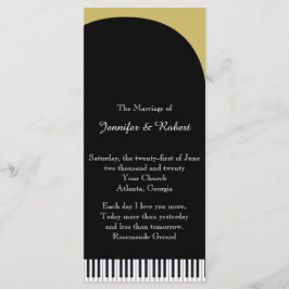 Programa de Casamento de Piano Negro e Dourado