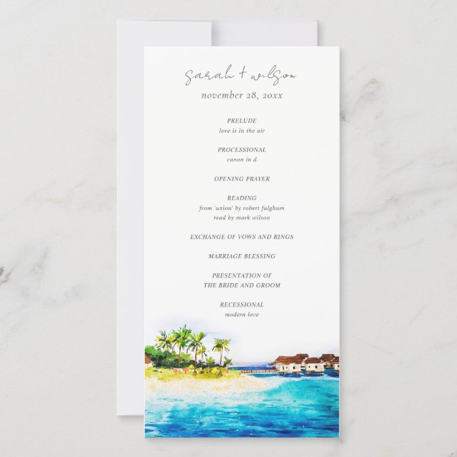 Programa de Casamento de Praia de Villa Seascape O (Frente)