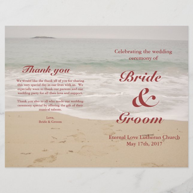 Programa de Casamento de Praia: Sandy Beach (Frente)