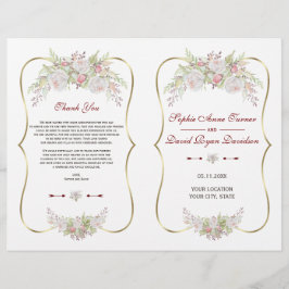 Programa de Casamento de Quadros Dourados das Flor