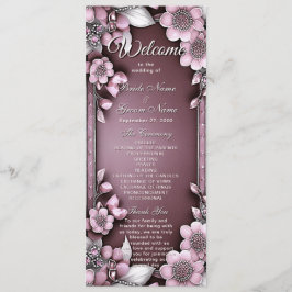 Programa de Casamento de Quadros Florais Rosa