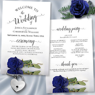 Programa de Casamento de Rosa Azul Elegante