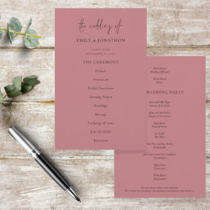 Programa de Casamento de Rosa com Poeira de Texto