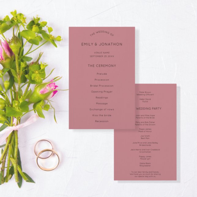 Programa de Casamento de Rosa de Dusty de Texto Si (Criador carregado)