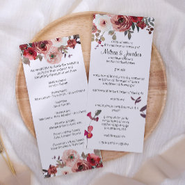Programa de Casamento de Rosas Florais Rubor Verme