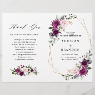 Programa de Casamento de Rosas Rosa-Rosa-Blush com