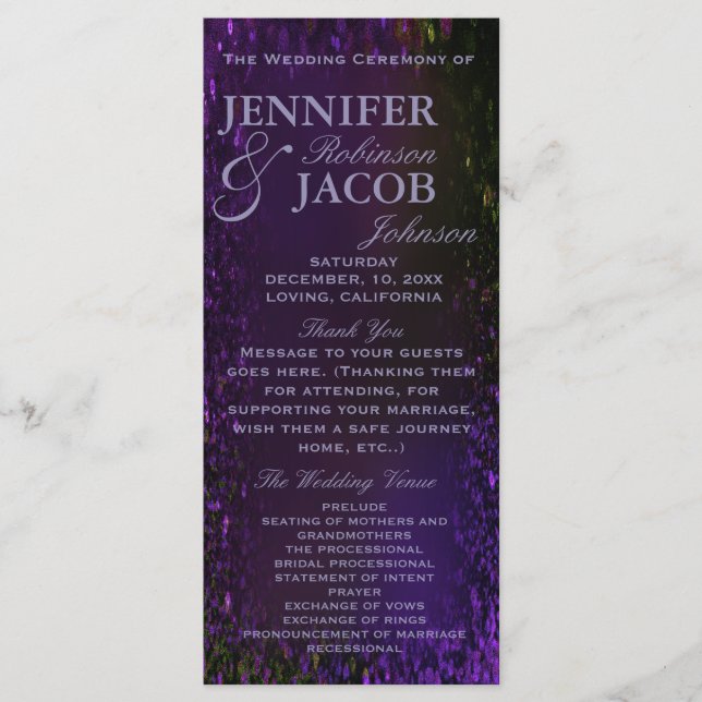 Programa de Casamento de Roxo Plum (Frente)