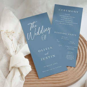 Programa de Casamento de Script Azul Moderno Dusty
