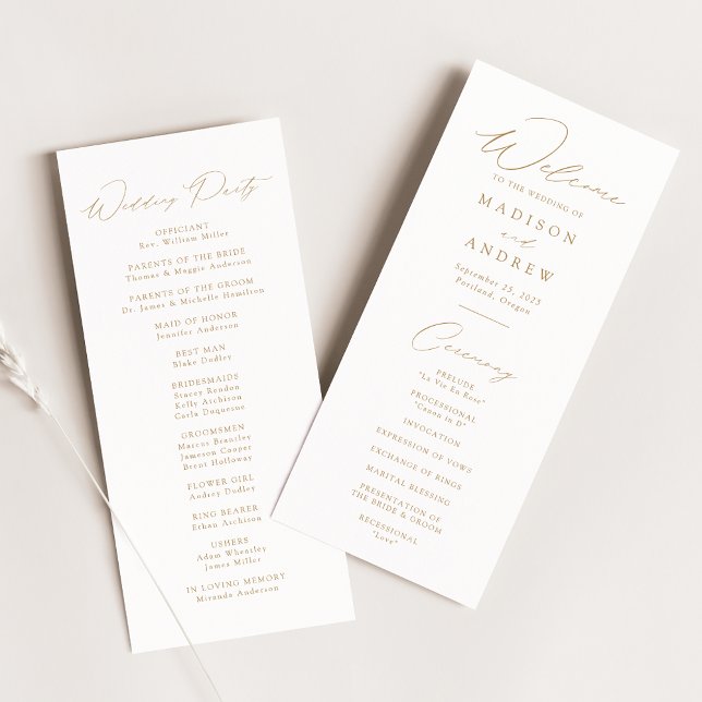 Programa de Casamento de Script Dourado Elegante M (Criador carregado)