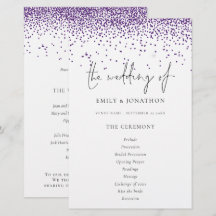Programa de Casamento de Script Glitter Roxo do Or