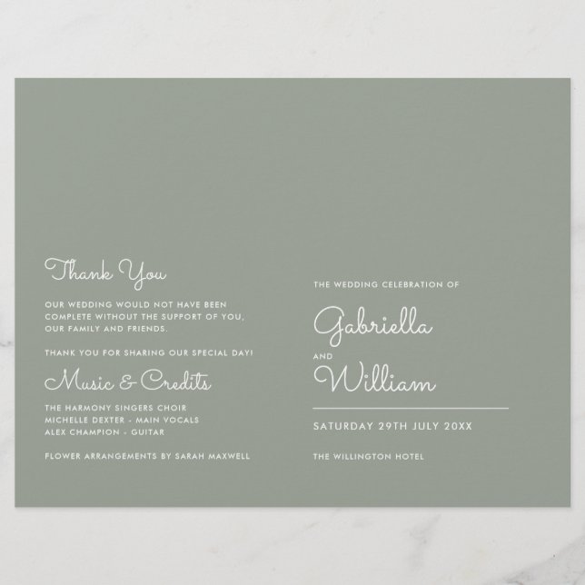 Programa de Casamento de Script Minimalista Sage G (Frente)