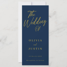 Programa de Casamento de Script Moderno e Dourado