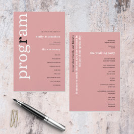 Programa de Casamento de Texto Simples Dusty Rosa