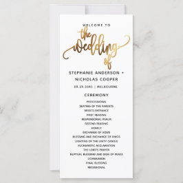 Programa de Casamento de Tipografia de Script Dour