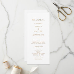 Programa de Casamento de Tipografia Dourada Chic