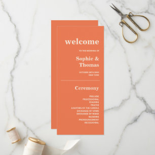 Programa de Casamento de Tipografia Moderna Laranj