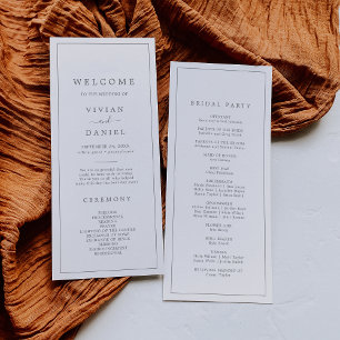 Programa de Casamento de Tipografia Silver Minimal
