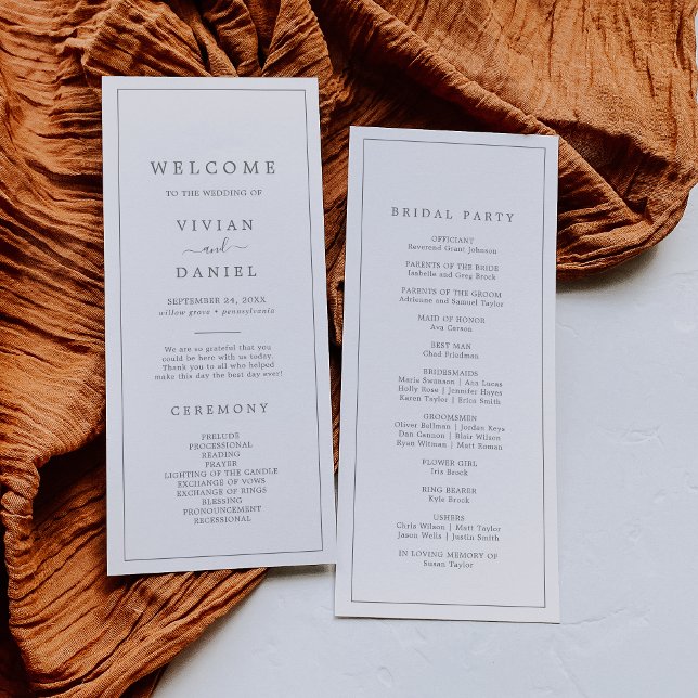 Programa de Casamento de Tipografia Silver Minimal (Criador carregado)