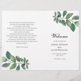 Programa de casamento de verão dobrado. Folhas ver